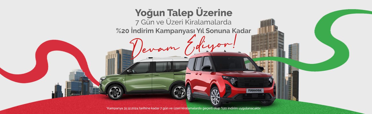 7 Gün ve Üzeri Kiralamalarda %20 İndirim Fırsatını Yakalayın!